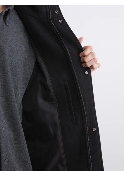 Southblue Siyah Standart Kalıp Dik Yaka Erkek Kaşe Kaban fırsatları