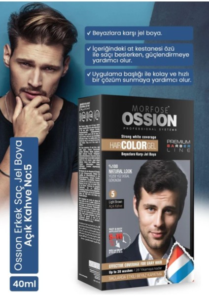 Ossıon Men Jel Saç Boyası No:5 Açık Kahve 40ML fiyatları
