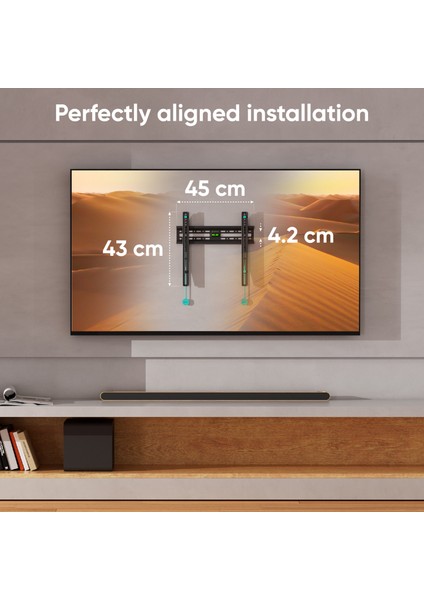 Fm2-B Sabit Tv Duvar Askı Aparatı | 32″-65″ Led/lcd/oled | Maks. 50 kg | Siyah fırsatları
