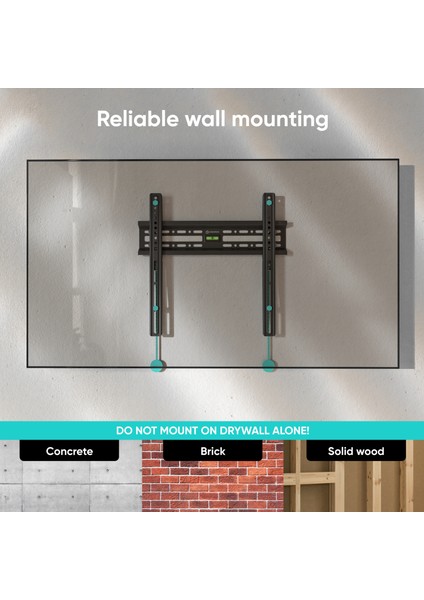 Fm2-B Sabit Tv Duvar Askı Aparatı | 32″-65″ Led/lcd/oled | Maks. 50 kg | Siyah