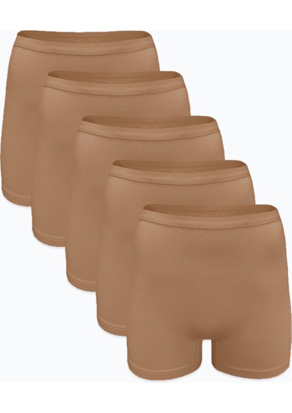 Kadın 5'li Cappuccino Görünmez Iz Yapmayan Modal Yüksek Bel Boxer 5M108