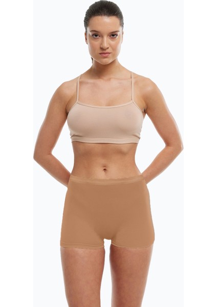 Kadın 5'li Cappuccino Görünmez Iz Yapmayan Modal Yüksek Bel Boxer 5M108 fiyatları