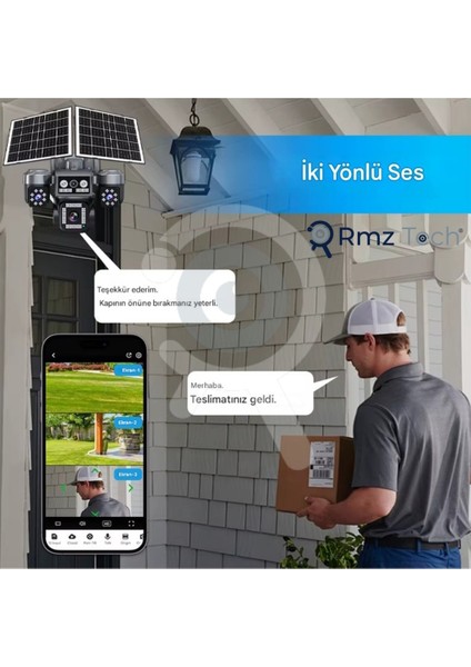 Rmz-Tech AV-S946 4 Kameralı (3 Motorlu+ 1 Sabit) 8mp E Sim 4g Sim Kartlı Ptz Kamera | Gece Renkli Görüş indirimleri