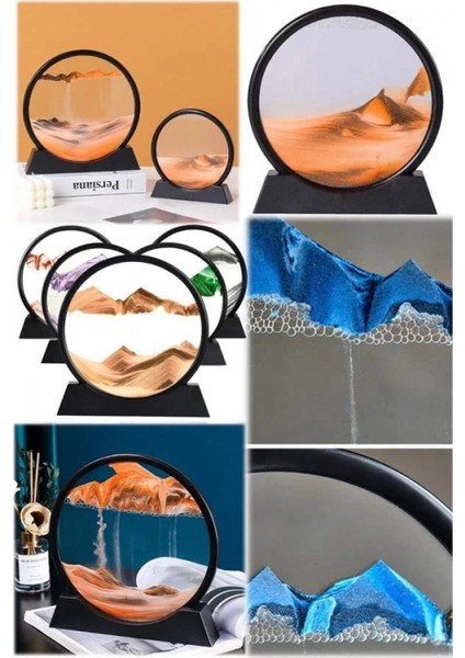 7 Inç Mavi Orta Boy Dekoratif Yuvarlak Şık Kum Tablosu Modern Dekoratif Süs fırsatları