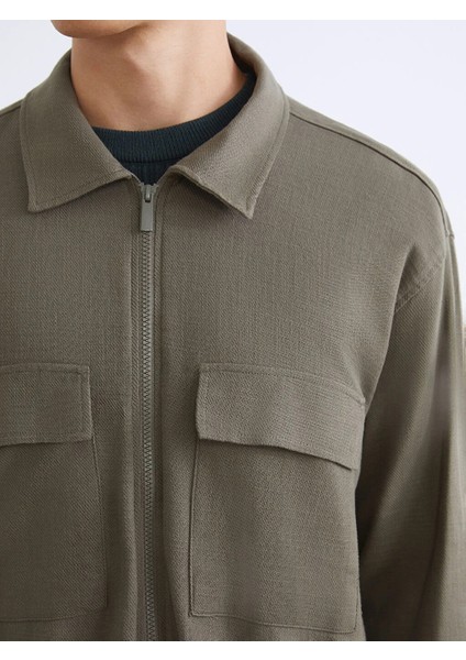 Xsıde Haki Rahat Kalıp Uzun Kollu Erkek Gömlek Ceket modelleri