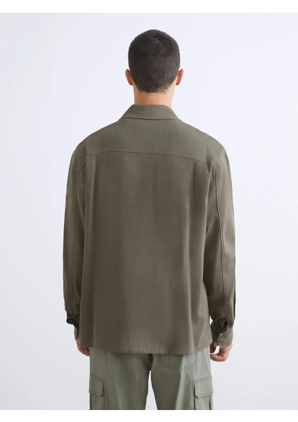 Xsıde Haki Rahat Kalıp Uzun Kollu Erkek Gömlek Ceket fırsatları
