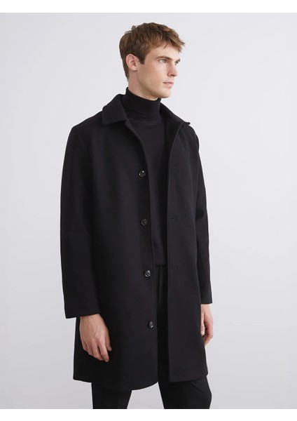 Southblue Siyah Standart Kalıp Erkek Kaşe Kaban