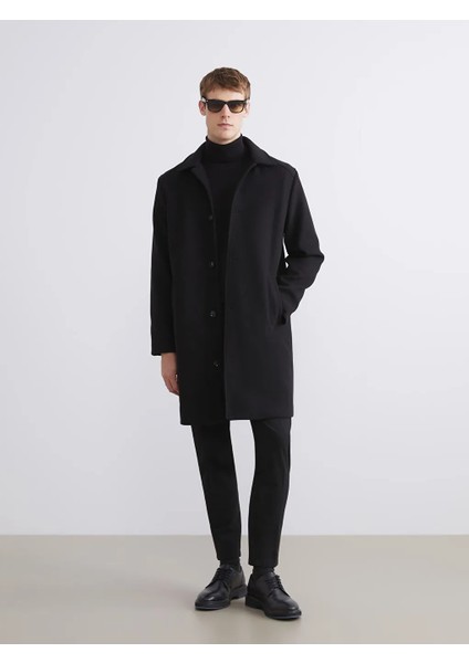 Southblue Siyah Standart Kalıp Erkek Kaşe Kaban fiyatları