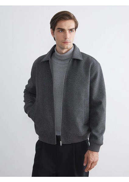 Lcw Vision Antrasit Standart Kalıp Gömlek Yaka Erkek Mont