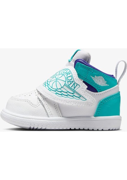 Sky Jordan 1 Td Leather Infant Sneaker Hakiki Deri Cırt Bantlı Çocuk Günlük Spor Ayakkabı Beyaz Yeşil