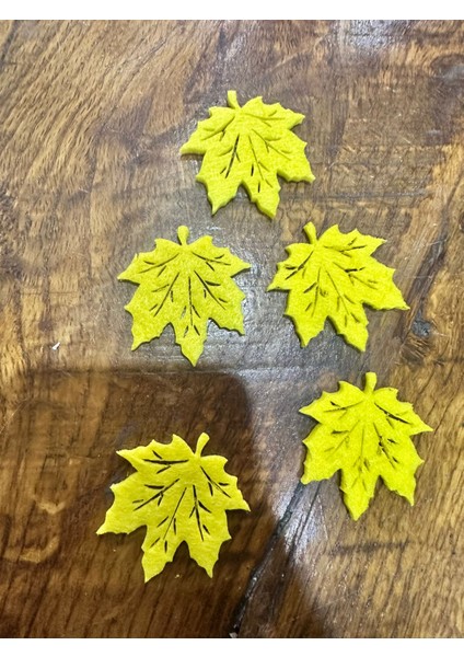 5 Adet Sarı Keçe Yaprak Arma Seti 5x5 cm