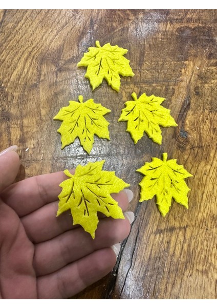 5 Adet Sarı Keçe Yaprak Arma Seti 5x5 cm modelleri