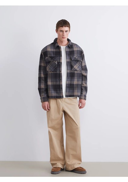 Xsıde Siyah Rahat Kalıp Uzun Kollu Ekose Erkek Gömlek Ceket fiyatları