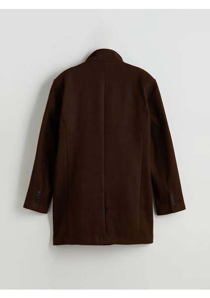 Lcwaıkıkı Classic Kahverengi Büyük Beden Standart Kalıp Dik Yaka Erkek Kaşe Kaban modelleri