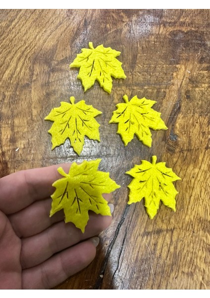 5 Adet Sarı Keçe Yaprak Arma Seti 5x5 cm fırsatları