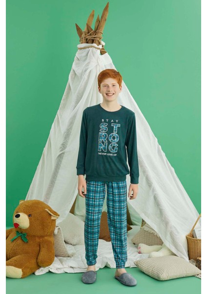 Erkek Çocuk Termal Pijama Takımı 240885 Petrol modelleri