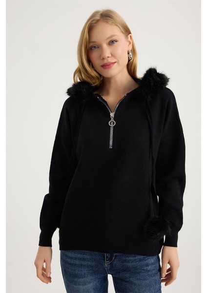 Peluş Yakalı Triko