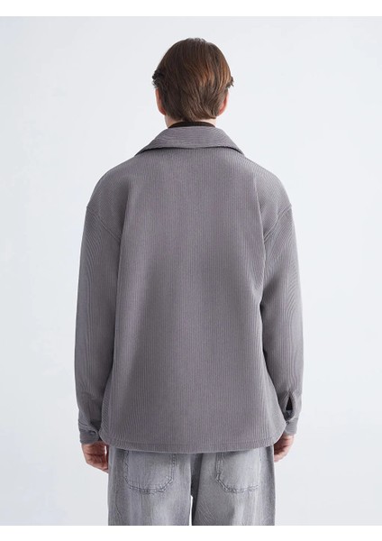 Xsıde Gri Rahat Kalıp Uzun Kollu Kadife Erkek Gömlek Ceket fırsatları