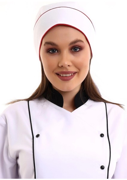 Kuyruklu Bone - Beyaz-Kırmızı