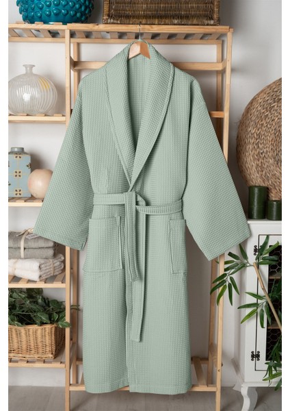 %100 Pamuk Unisex Waffle Pike Bornoz - Yüksek Su Emici & Yumuşak Şal Yaka Bornoz