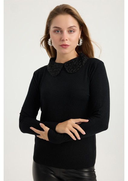 Boncuklu Yakalık Triko