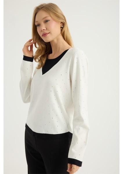 Renkli Damla Taşlı Triko fiyatları