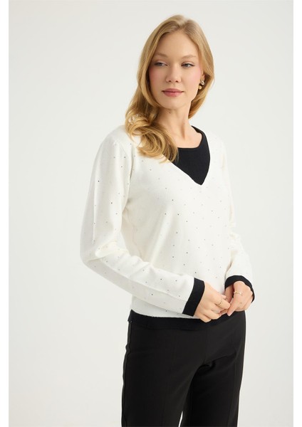 Renkli Damla Taşlı Triko modelleri