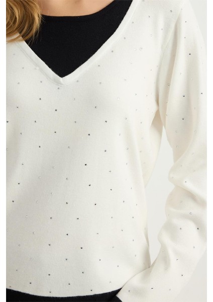 Renkli Damla Taşlı Triko fırsatları