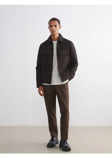 Lcw Vision Kahverengi Standart Kalıp Gömlek Yaka Erkek Kaşe Mont fiyatları