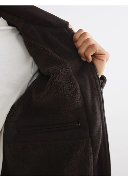 Lcw Vision Kahverengi Standart Kalıp Gömlek Yaka Erkek Kaşe Mont fırsatları