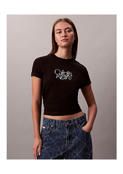 Kadın Fitted Script T-Shirt