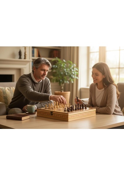 El Yapımı Lüks Nakış Işlemeli Doğal Ahşap Sandıklı Premium Satranç Takımı 45X45 Cm. Hediyelik Set 2 fiyatları