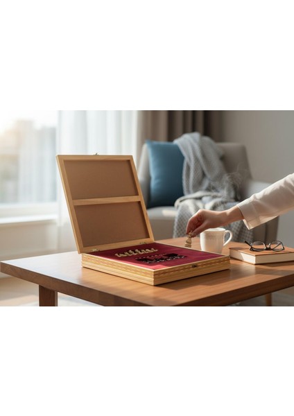 El Yapımı Lüks Nakış Işlemeli Doğal Ahşap Sandıklı Premium Satranç Takımı 45X45 Cm. Hediyelik Set 2 indirimleri