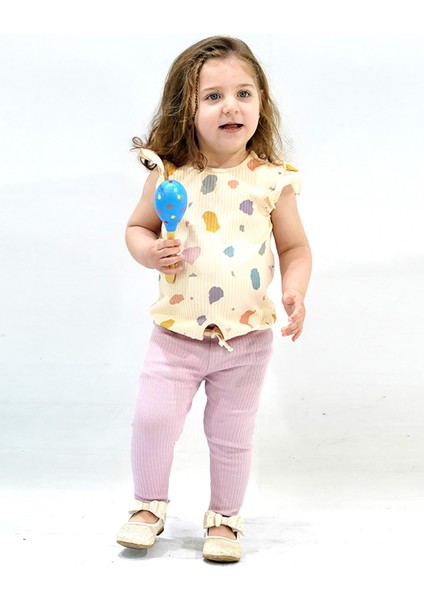 Kaşkorse Desenli Tişört Patiksiz Alt Takım