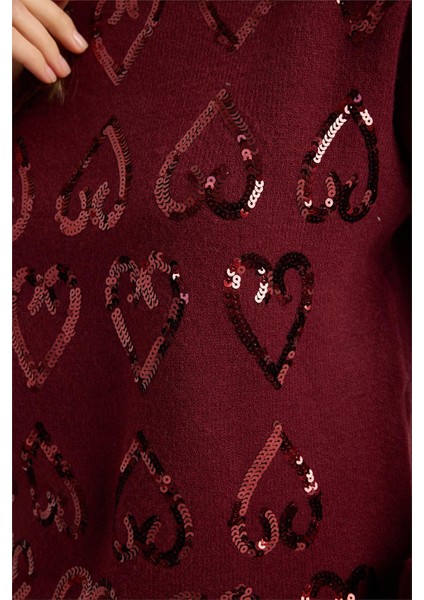 Dik Yaka Payetli Triko fırsatları