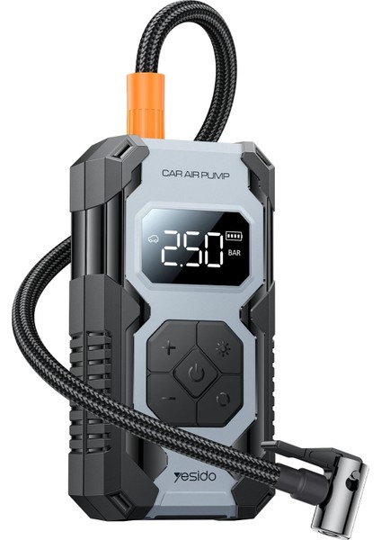 Çok Fonksiyonlu Dijital Göstergeli 7.800 Mah Bataryalı Kablosuz Şarjlı Araç Lastik, Bisiklet, Top Şişirme Oto Hava Kompresörü Pompa