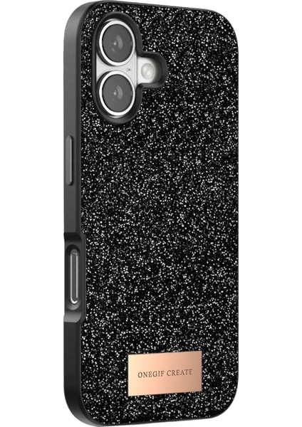 OMR02 Apple iPhone 17 Bright Simli Kapak - Siyah modelleri