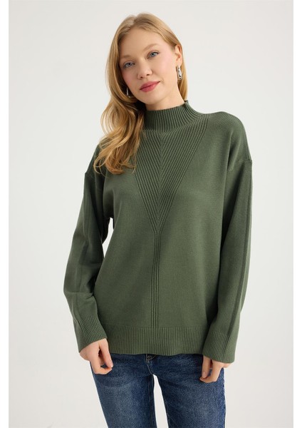 Yivli Dokuma Dik Yaka Triko