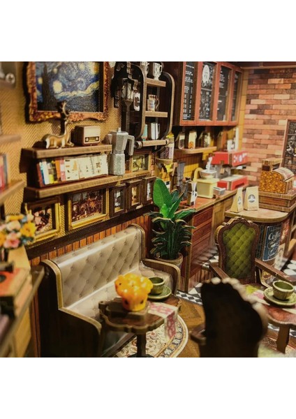 Corner Coffee Shop - 2025 Yeni Ürün Kitap Köşesi 3D Ahşap Kitap Köşesi Kendin Yap Kitap Köşesi Seti, Minyatür Ev (CWGB402) - Köşedeki Kahve Dükkanı indirimleri