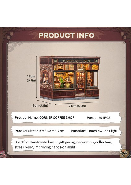 Corner Coffee Shop - 2025 Yeni Ürün Kitap Köşesi 3D Ahşap Kitap Köşesi Kendin Yap Kitap Köşesi Seti, Minyatür Ev (CWGB402) - Köşedeki Kahve Dükkanı