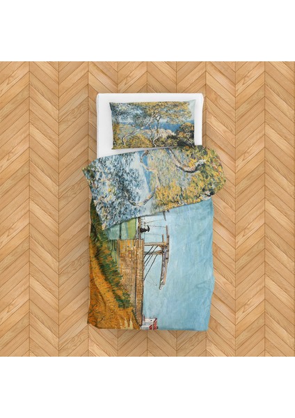 Bordighera & Arles'teki Langlois Köprüsü Çift Taraflı Nevresim Takımı 160 cm x 220 cm