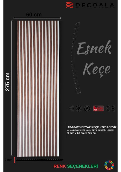 Mdf Akustik Duvar Paneli Beyaz Keçe