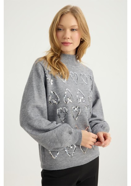 Dik Yaka Payetli Triko modelleri