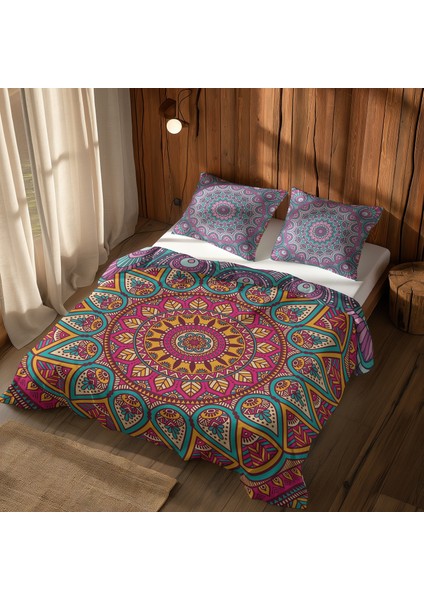 Mandala & Mor Mandala Çift Taraflı Nevresim Takımı 200 cm x 220 cm