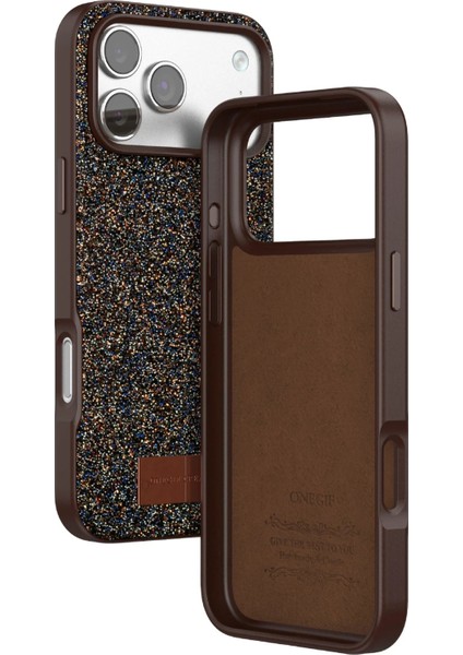 OMR02 Apple iPhone 17 Pro Bright Simli Kapak - Gold modelleri