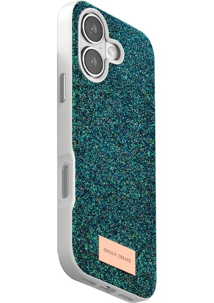 OMR02 Apple iPhone 17 Bright Simli Kapak - Koyu Yeşil modelleri