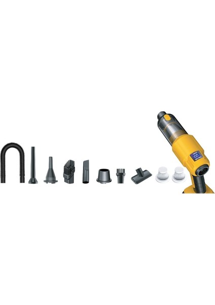 25000MAH Çift Bataryalı 20000PA Ultra Çekim Güçlü Çantalı Yedek Filtreli Araç Temizleme Süpürgesi