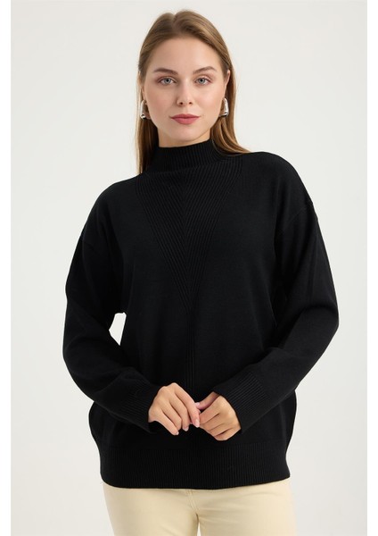 Yivli Dokuma Dik Yaka Triko