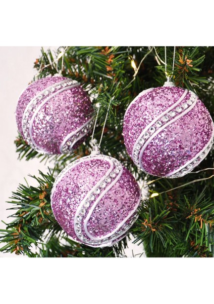 Yılbaşı Ağaç Süsleme Topu Sarmal 8cm 3lü