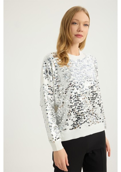 Dik Yaka Pul Payetli Triko modelleri